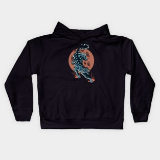 Pouncing Blue Tiger Kids Hoodie